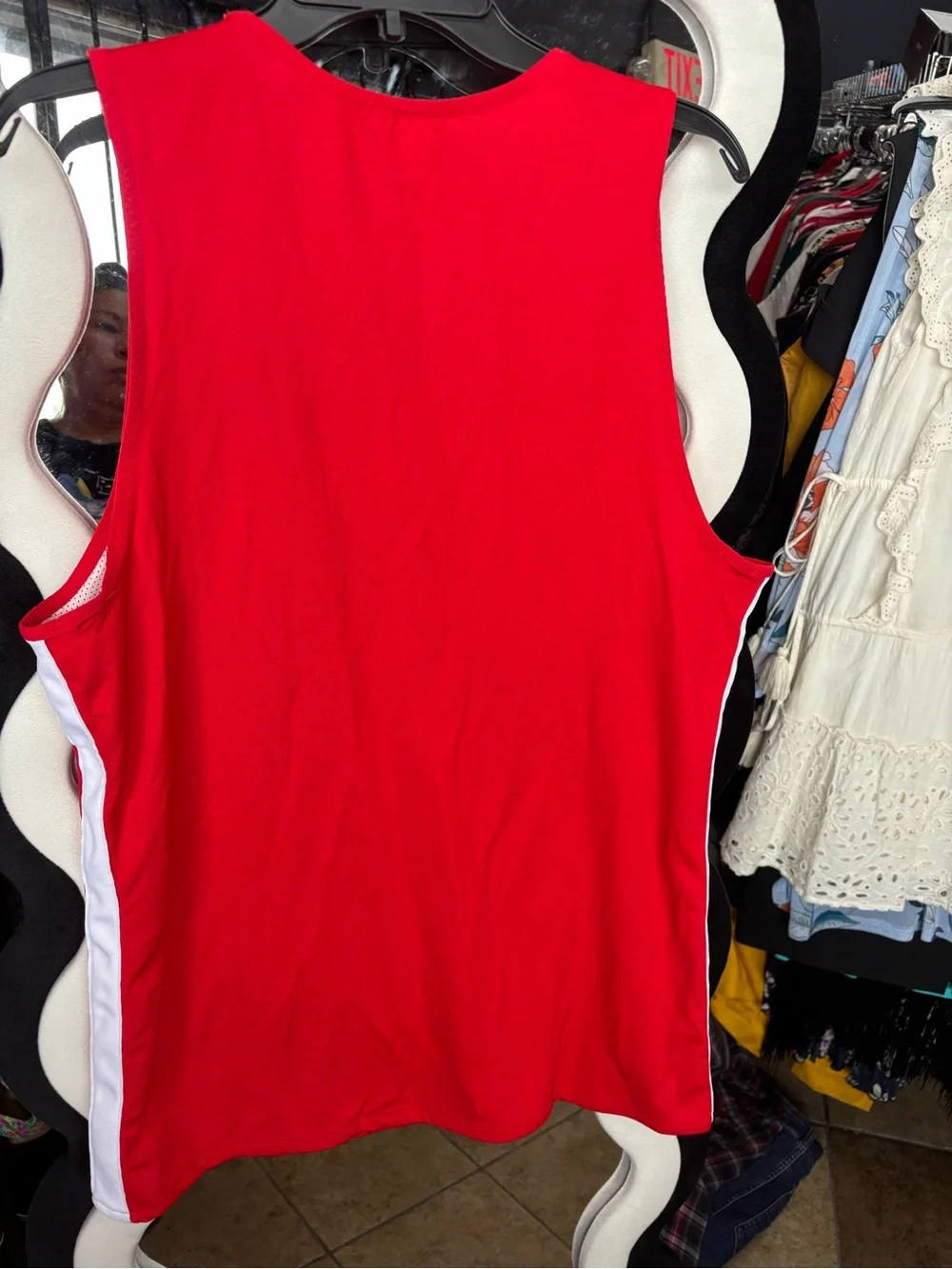 Nike Red Athletic Basketball Jersey with White Swoosh